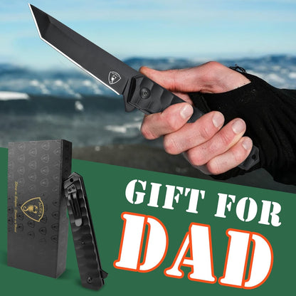 AUBEY Damascus Pocket Knife with Clip, Sharp Tanto Blade with VG10 Core Folding Knife with Abalone Shell Handle and Glass Breaker, EDC Camping Knife for Gift Survival Collection