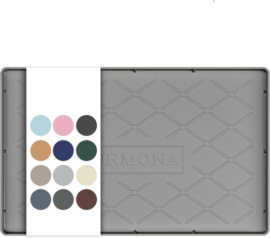 URMONA 19" x 12" Waterproof Silicone Mat in Multiple Sizes & Colors, Under Sink Mat for Kitchen & Bathroom, Pet Food Pad for Dogs & Cats, Kitchen Cabinet Liner, Multi-Purpose for Storage(Black)