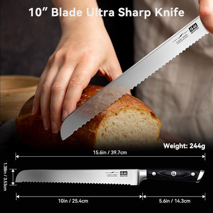 SHAN ZU 3Pcs BBQ Carving Knife Set with Sheath – for Turkey, Meat, BBQ, Brisket, Razor Sharp Slicing Knife, Professional 5Cr15MoV Stainless Steel, Ergonomic Full Tang Wood Handle, Gift Box Included