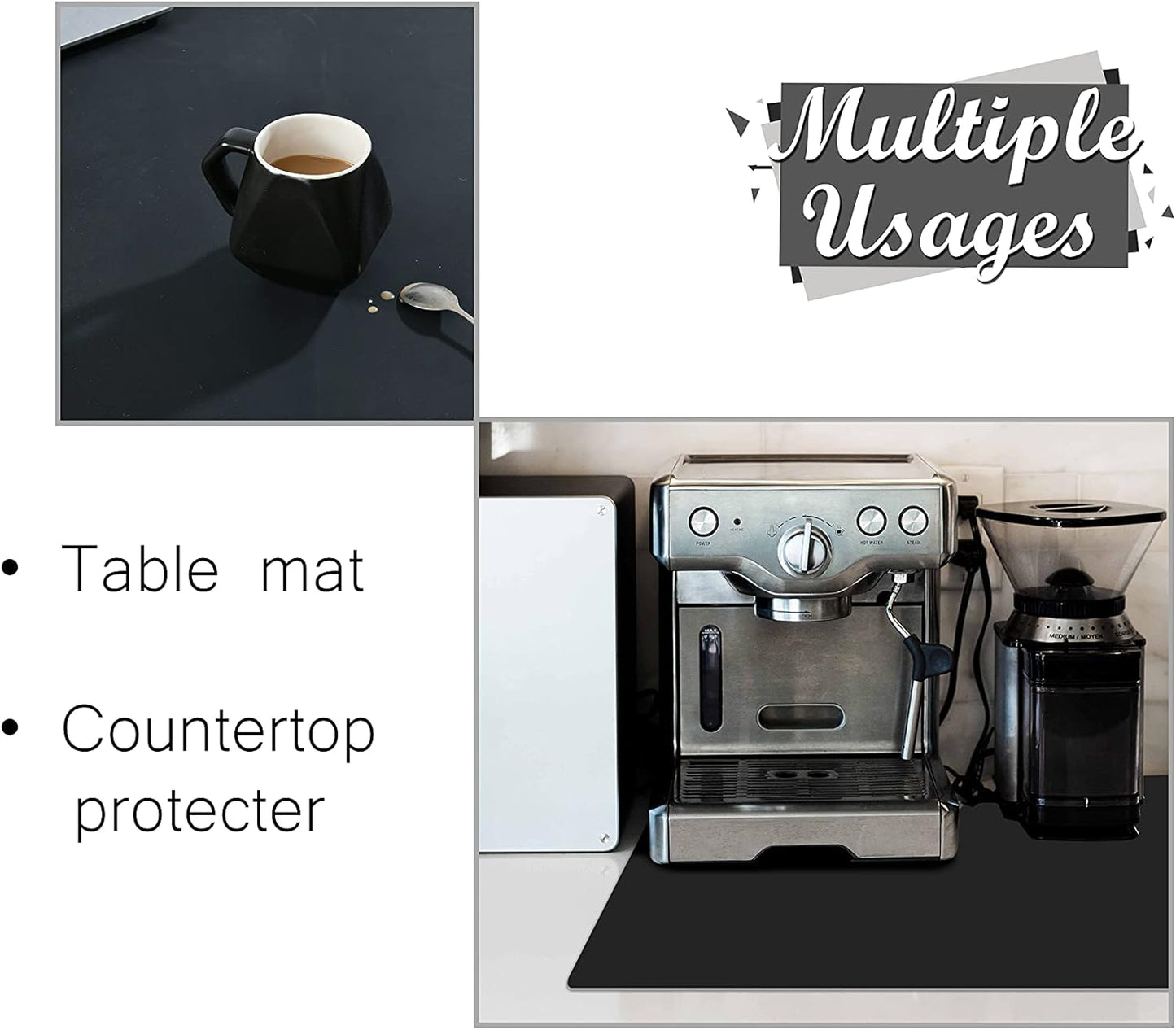 36.2" x 24" Extra Large Silicone Mat for Epoxy Resin, Nonstick Silicon Mats for Crafts Jewelry Casting, Non-Slip Kitchen Table Placemats for Countertop Protector Heat Resistant by Foepoge, Black