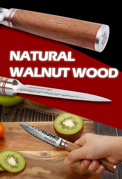 YOUSUNLONG Paring Knife 3.5 inch Peeling Knives Japanese 67 Layers Hammered Damascus Steel with Natural Leadwood Handle