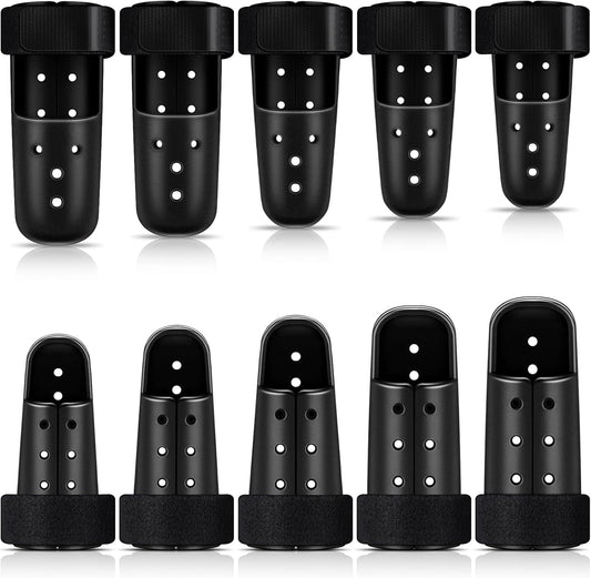 BBTO 10 Pcs Mallet Finger Splint, 5 Sizes Finger Support Brace Stabilizer Straightener Plastic Fingertip Protectors Arthritis Knuckle Immobilization for Thumb Pinky Middle Index Ring(Beige)