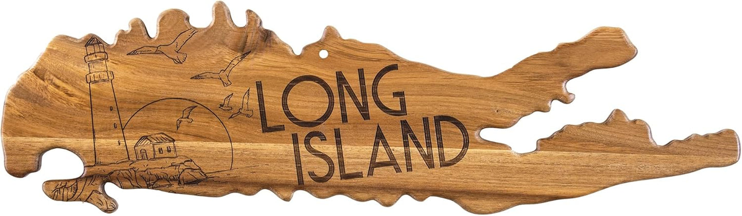 Totally Bamboo Rock & Branch Origins Series New York State Shaped Cutting Board and Charcuterie Serving Tray, Includes Hang Tie for Wall Display
