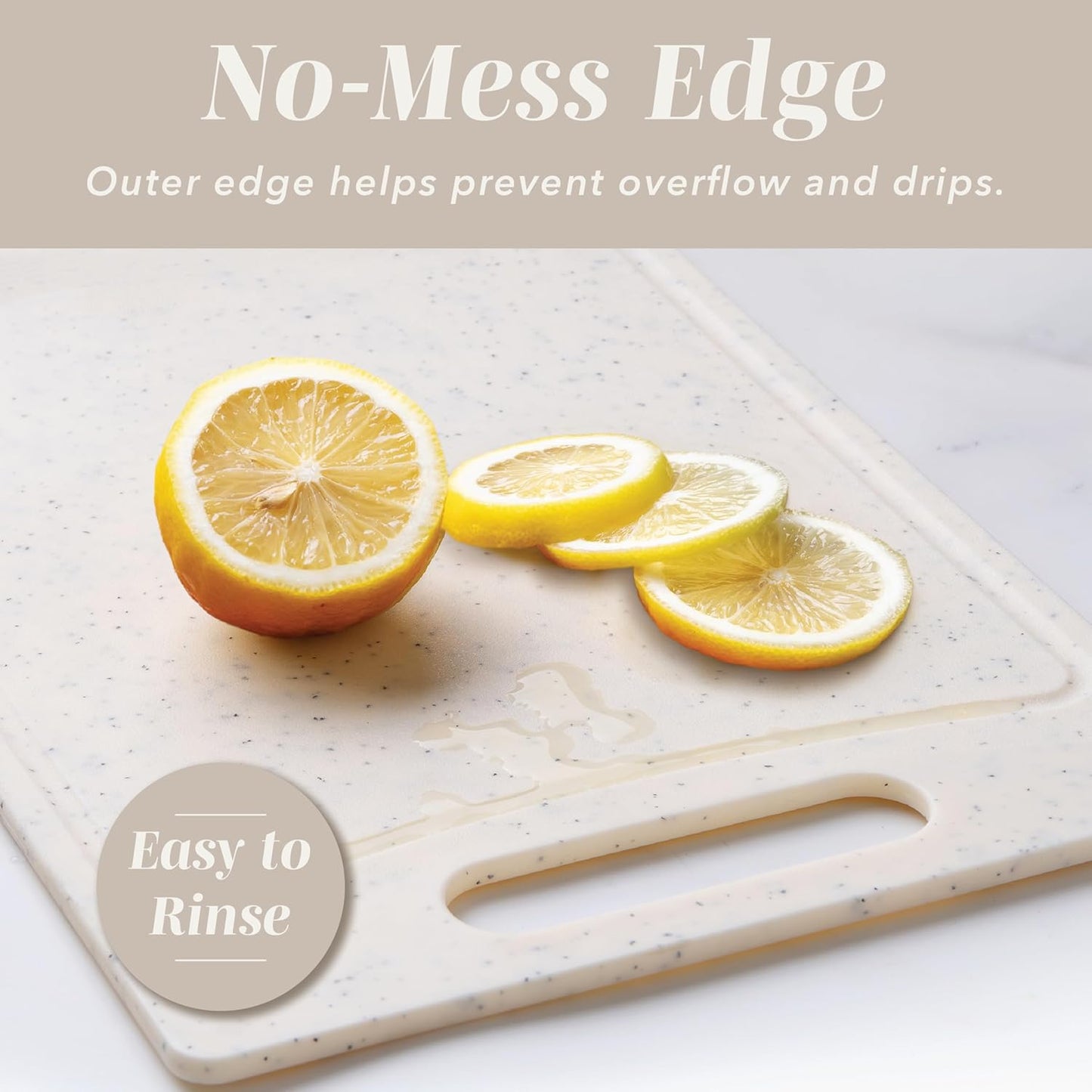 COOK WITH COLOR Non-Slip Cutting Board Set – Kitchen Essentials with Easy Grip Handle for Meat, Veggies, and Fruits, 4 Cutting Boards, Brown