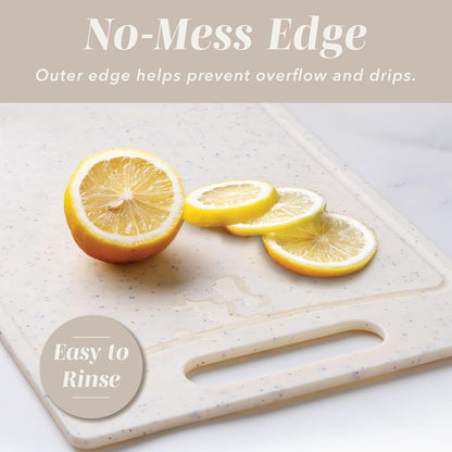 COOK WITH COLOR Non-Slip Cutting Board Set – Kitchen Essentials with Easy Grip Handle for Meat, Veggies, and Fruits, 4 Cutting Boards, Brown