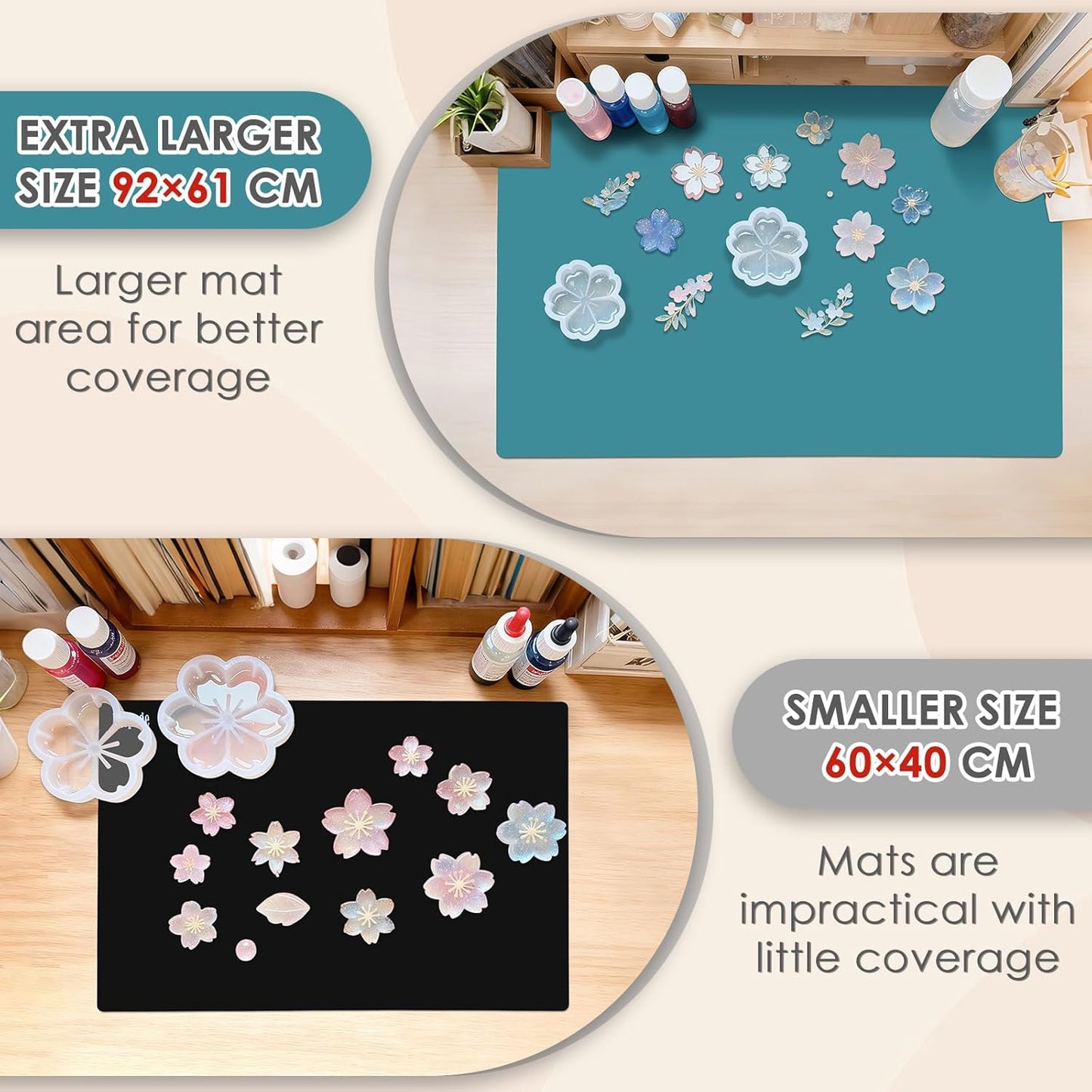 36.2" x 24" Extra Large Silicone Mat for Epoxy Resin, Nonstick Silicon Mats for Crafts Jewelry Casting, Non-Slip Kitchen Table Placemats for Countertop Protector Heat Resistant by Foepoge, Black