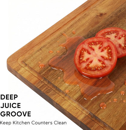 Acacia Wood Small Cutting Board for Kitchen, 10x7 Inch Mini Chopping Bar Board with Juice Groove & Hanging Hole, Thickened Portable Cheese Board for Camping,BBQ, Dorm, RV and Small Spaces