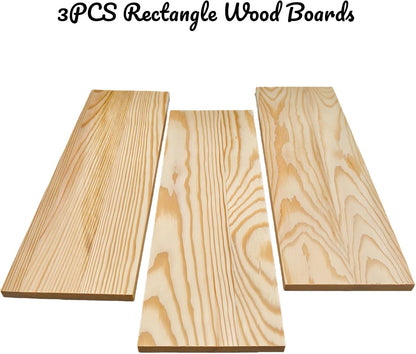 4PCS Rectangle Wood Boards Unfinished Wood Blocks for Crafting, 8x6x1in Blank Whittling Wooden Blocks for Wood Carving,Painting & Burning