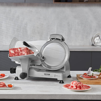 VEVOR Meat Slicer, 7.5 inch 200W Electric Deli Slicer Machine with SUS420 Blade, 0-0.6 inch Adjustable Thickness, ETL Certified Home Food-Slicer for Meat, Ham, Baguett, Steak