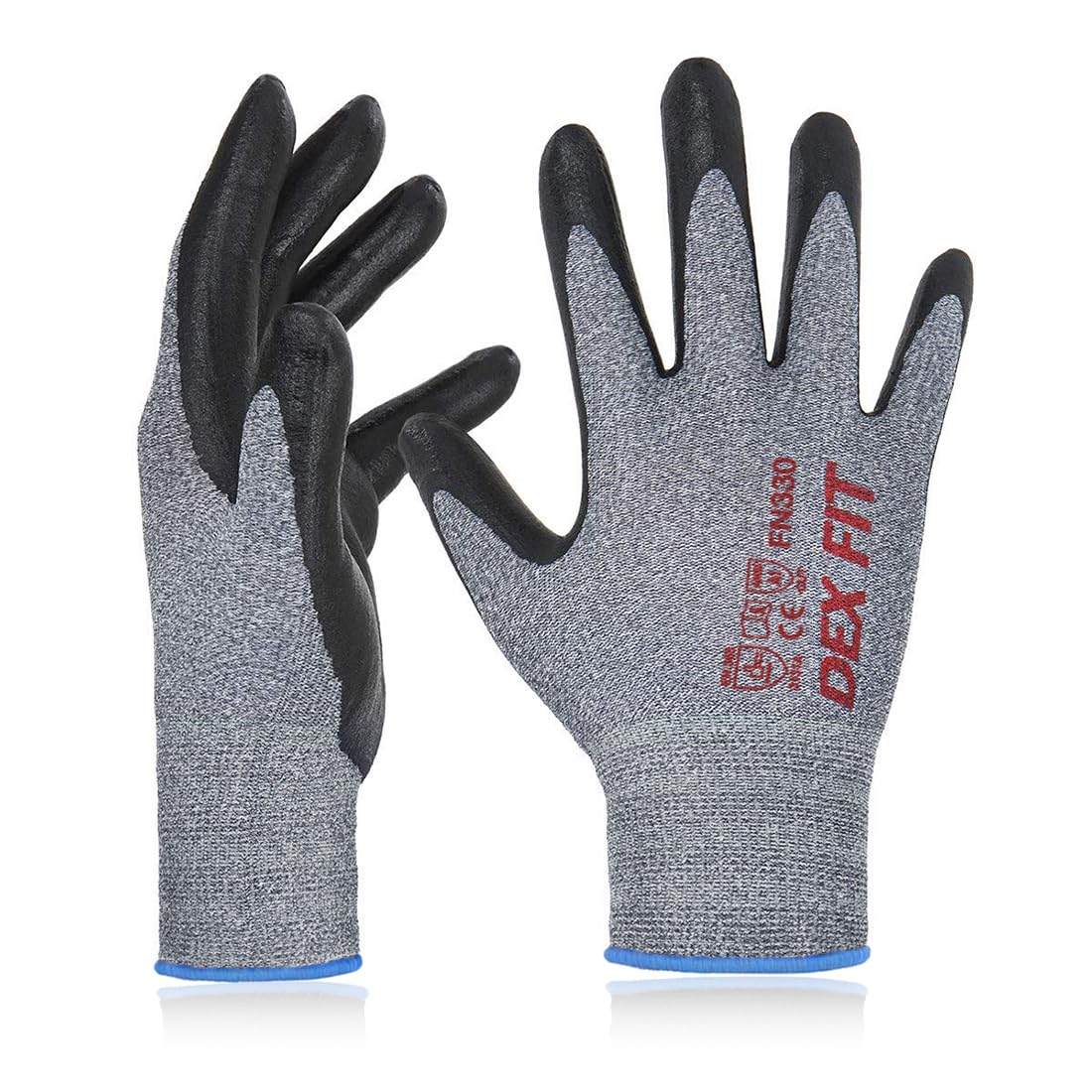 DEX FIT Nitrile Work Gloves FN330, 15-Gauge 3D Snug Stretch Fit, Touchscreen, Power Grip in Wet & Oily Conditions, Mechanic & Warehouse, Men & Women, Black, M, 3 Pairs