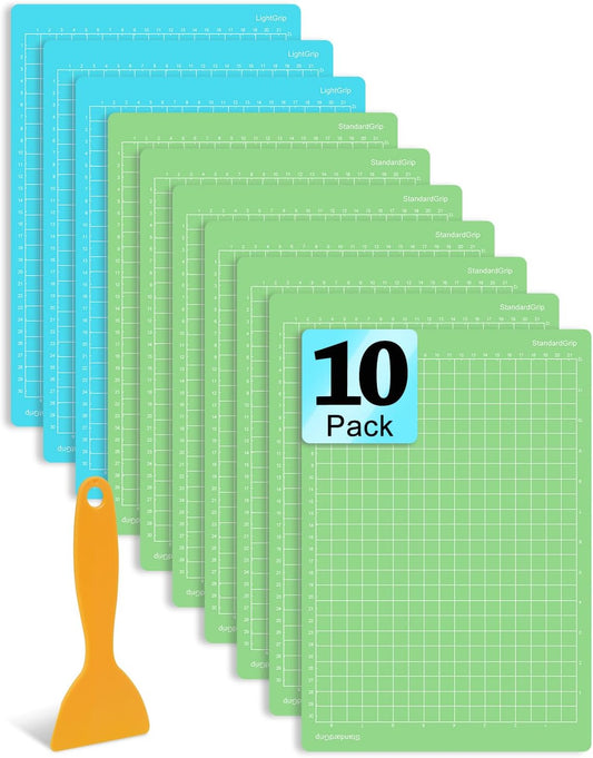 UCEC 10 Pack Cutting Mat Compatible with Joy Xtra, 8.5x12in Standard & Light Grip Reusable Cutting Mat, Adhesive Sticky Non-Slip Durable Cut Mats Replacement for Sewing Quilting and Craft