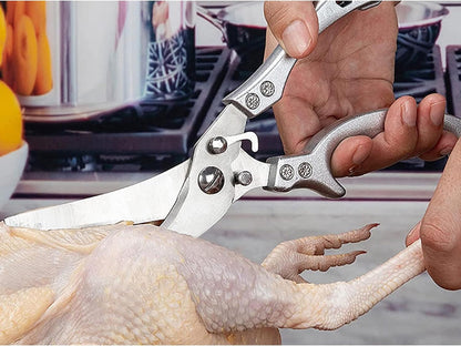 Heavy Duty Poultry Shears Kitchen Scissors Stainless Steel Chicken Scissors for Meat, Bone & Vegetables, Multipurpose Kitchen Shears with Safety Lock, Ergonomic Non-Slip Full Steel Handle