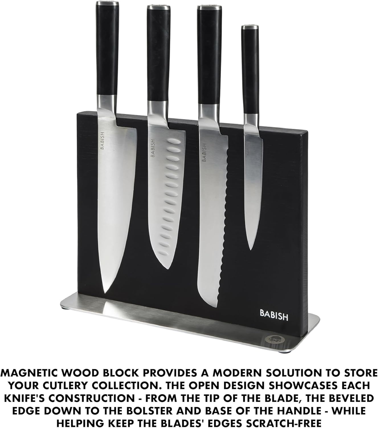 Babish High-Carbon 1.4116 German Steel 15 Piece Full Tang Forged Cutlery Kitchen Knife Block Set - Black