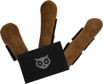 Thumb and Finger Guards (3 Pieces), Comfortable Protection for Fingers, Full Grain Leather, Handmade Carpenter Carving Accessories, Bourbon Brown