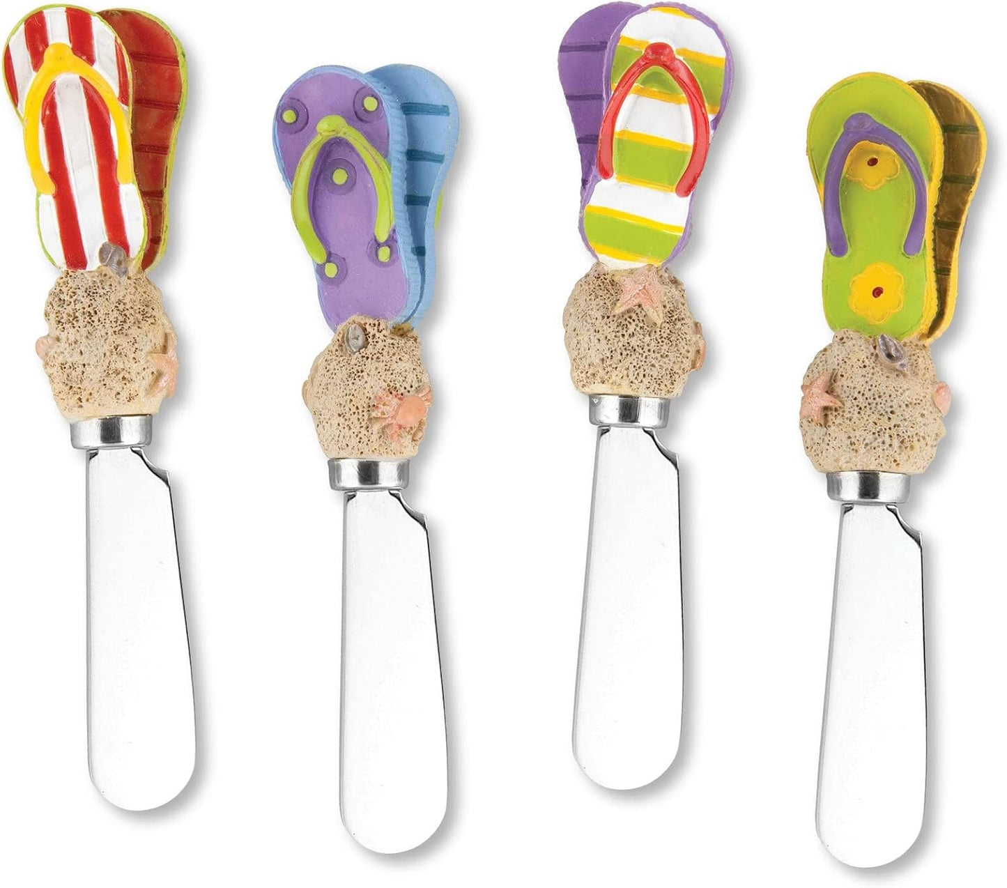 UP UPware Black Lighthouse Cheese Spreaders, Hand-Painted Resin Handles with Stainless Steel Blades for Spreading Cream Cheese, Butter, Jam, or Sandwich, Set of 4