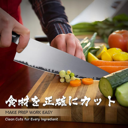 Purple Dragon Santoku Knife 7 Inch Japanese Chef Knife for Chopping Meat Cutting Vegetables, German Vg10 Steel Blade, Ergonomic Wooden Handle Christmas Gift for Men and Women