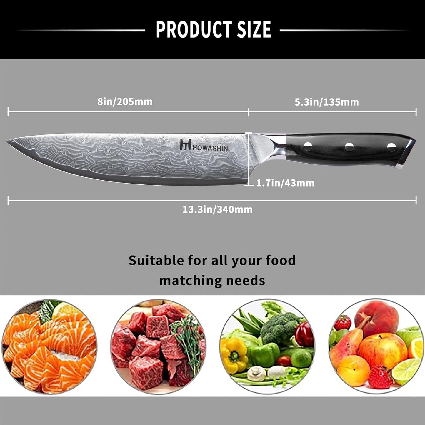 Chef Knife 5 Inch & Kitchen Knife Set Professional, German High-Carbon Stainless Steel,Razor Sharp, Ergonomic Handle,Utility Knife with Christmas Gift Box