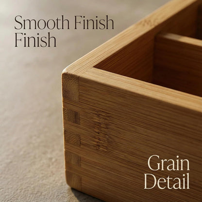Bamboo Drawer Organizer - Expandable Kitchen Utensil Holder, Adjustable Silverware Drawer Organization, Kitchen Wooden Tray for Cutlery, Flatware & Stationery, 5-7 Slots (Natural)