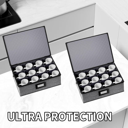 Aokeyee 2-Pack Silverware Storage Box, Sturdy Flatware Organizer with 5 Compartments & Adjustable Dividers, Utensil Case with Clear Lid & Handle for Knives, Forks & Spoons, Gray