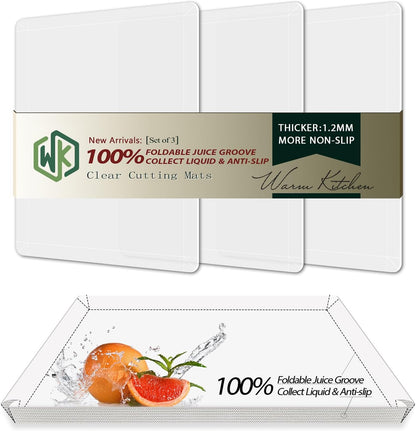 WK Flexible Plastic Cutting Boards Mats for Kitchen, Flexible Non Slip Cutting Mat, Thin Cutting Sheets, BPA Free, Dishwasher Safe, Multi Sizes