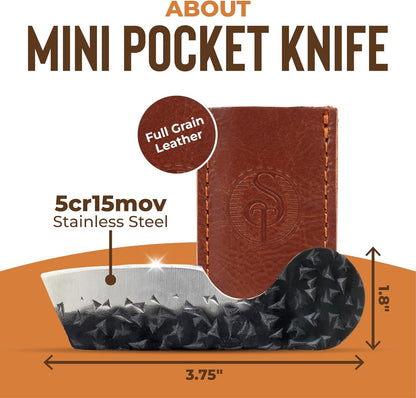 Southern Trapper Mini Pocket Knife with Leather Sheaths - Pack of 2 - Fathers Day Gift - Compact EDC Knife Set for Camping, Hiking, Hunting, and Everyday Carry Gifts - Pocket Knives for Men and Women