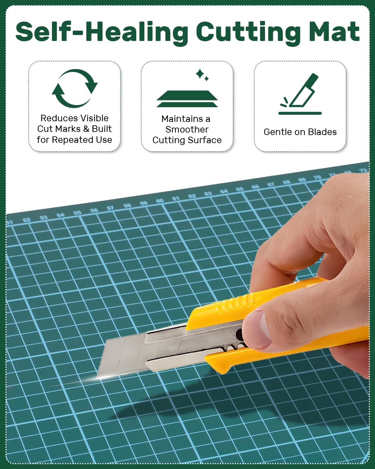 Foldable Self Healing Cutting Mat, 17" x 11", Rotary Cutting Mat for Sewing, Quilting, Scrapbooking, Craft Cutting Board for Hobby Use(A3)