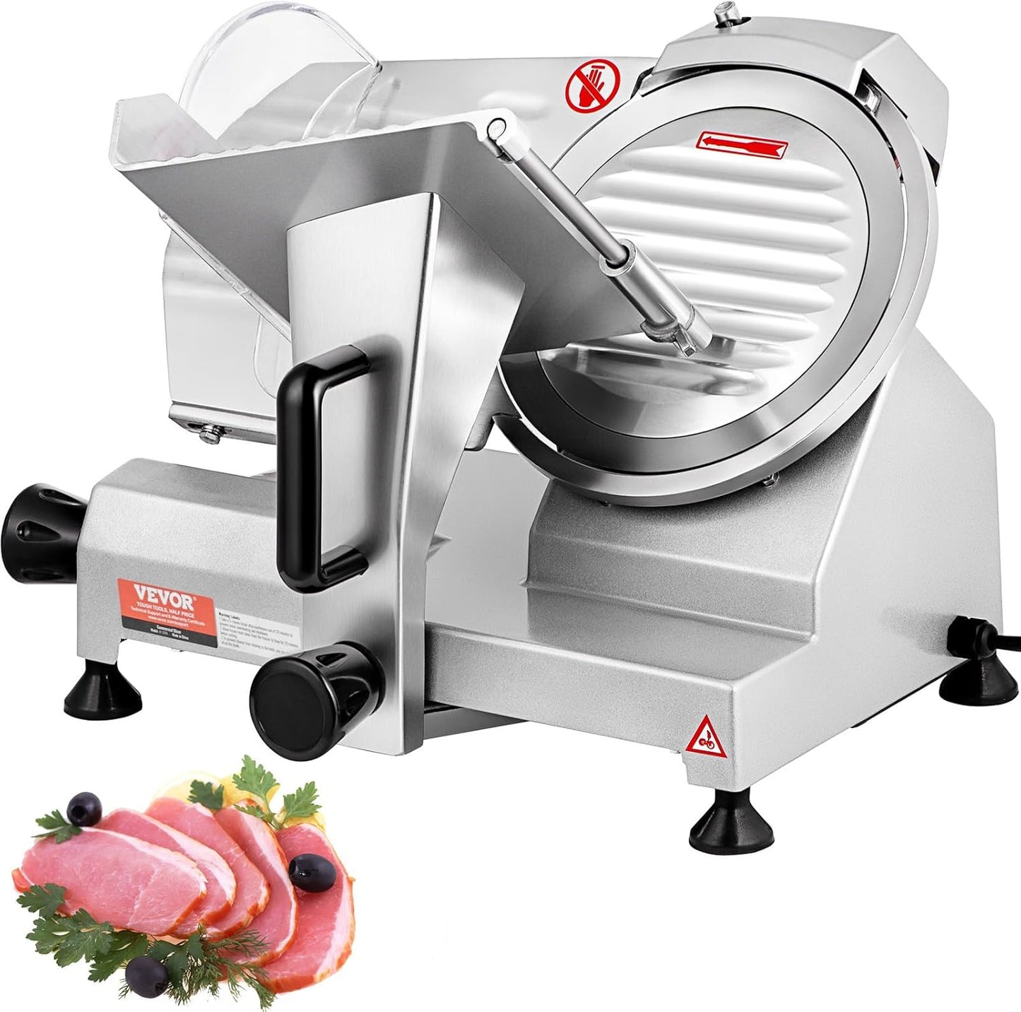 VEVOR Meat Slicer, 8.6" Electric Deli Slicer with 2 SUS420 Blades & 0-0.6" Adjustable Thickness, Dual Security Lock, 200W Home Food-Slicer for Frozen Meat, Ham, Baguett, Steak, ETL Approved