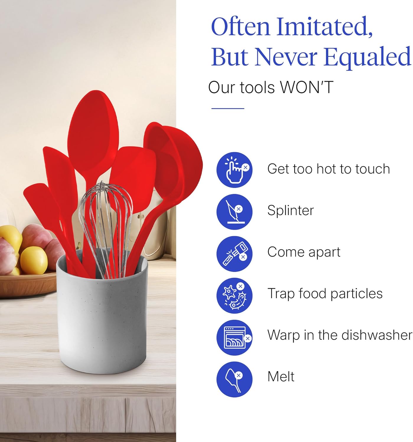 GIR: Get It Right 5 Piece Silicone Ultimate Kitchen Utensils Set - Ladle, Spatula, Flip, Spoon & Spoonula - Non-Toxic Cooking Utensils for Nonstick Cookware, Cooking and Baking - Red