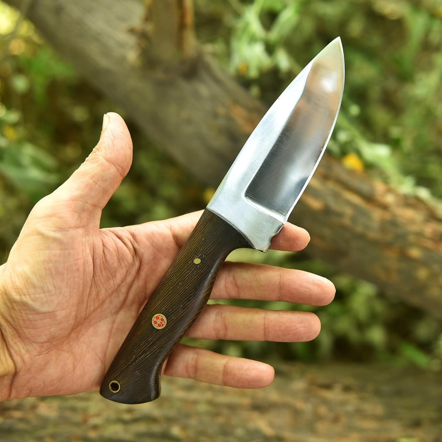 Fixed Blade Hunting Forged Tracker Knife - 8 Inches Carbon Steel Razor Sharp Blade Full Tang Bushcraft Knives with Premium Leather Belt Sheath. Used For Hunting Outdoor Camping, Hiking, Skining Knife.
