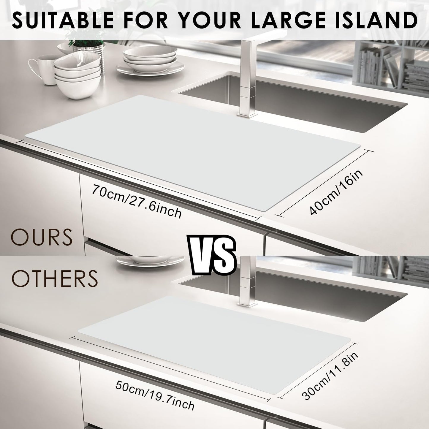 Extra Large Dark Green Countertop Mat - Silicone Table Kitchen Desk Mat - Non-Slip & Heat Resistant - Dinner Placemat Pastry Dough Rolling Mat - Colors A