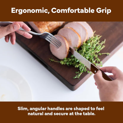 Misen Steak Knives Set of 4 - Precision Serrated Blades for Effortless Dining - Stainless Steel - Superior Cuts with Four Steak Knives Handles - Black