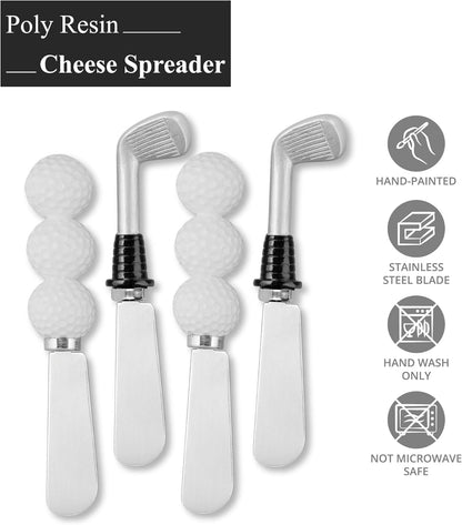 Supreme Housewares Tennis Ball Cheese Spreaders, Hand-Painted Resin Handles with Stainless Steel Blades for Spreading Cream Cheese, Butter, Jam, or Sandwich, Set of 4