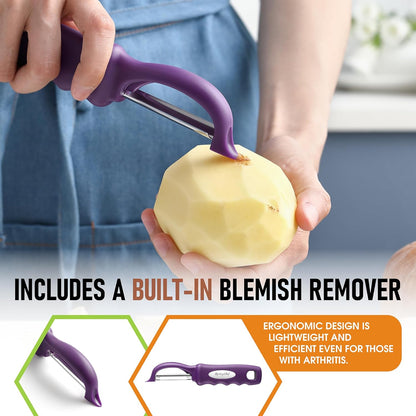 Spring Chef Premium Swivel Vegetable Peeler, Soft Grip Handle and Ultra Sharp Stainless Steel Blades - Perfect Kitchen Peeler For Veggie, Fruit, Potato, Carrot, Apple - Black