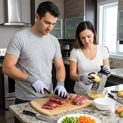 Cut Resistant Gloves, Level 5, Non-Slip Grip, Machine Washable, for Kitchen, Oyster Shucking, Woodworking
