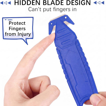 Therwen 30 Pcs Safety Box Cutter Knife of Stainless Steel Concealed Blade Package Opener with Tape Splitter for Carton Cardboard Wrap Letter Work Bag Straps Film Utility Tool (Black)