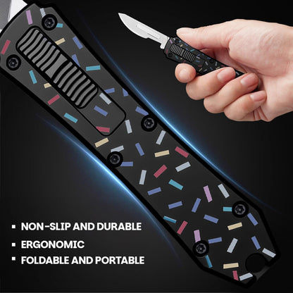 Automatic Utility Knife,All Metal Construction Carbon Stainless Steel Blade,Box Cutter Quick Change Retractable,EDC Push Button with Clip,10PCS #23 Blades Replacement,Stars&Stripes