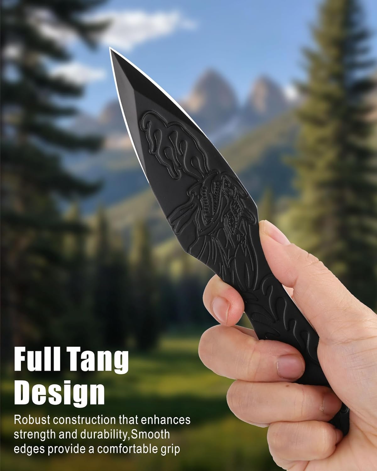 REAT Throwing Knives - 3 Piece, 7.5" 440 Stainless Steel with Full Tang Design, Includes Nylon Carrying Case for Safe Storage,Ninja Kunai Knives for Competition,Recreation,Gifts for Men,Women