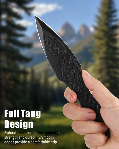 REAT Throwing Knives - 3 Piece, 7.5" 440 Stainless Steel with Full Tang Design, Includes Nylon Carrying Case for Safe Storage,Ninja Kunai Knives for Competition,Recreation,Gifts for Men,Women