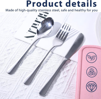 HANSGO Stainless Steel Travel Utensil Set with Case, 4-Piece Portable Knife Fork Spoon Set for Lunch Box, Office, School & Outdoor Use