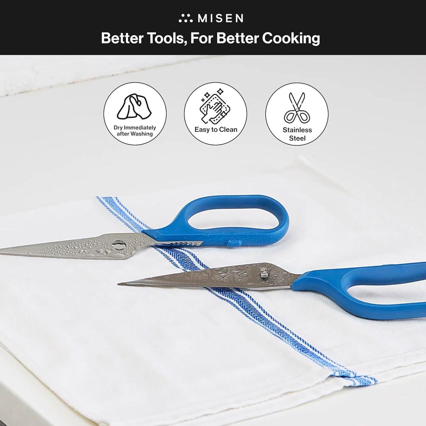 Misen Heavy Duty Kitchen Shears - Comfortable Ambidextrous Scissors for Meat, Poultry, Herbs & More - Easy to Clean - German Stainless Steel - Red
