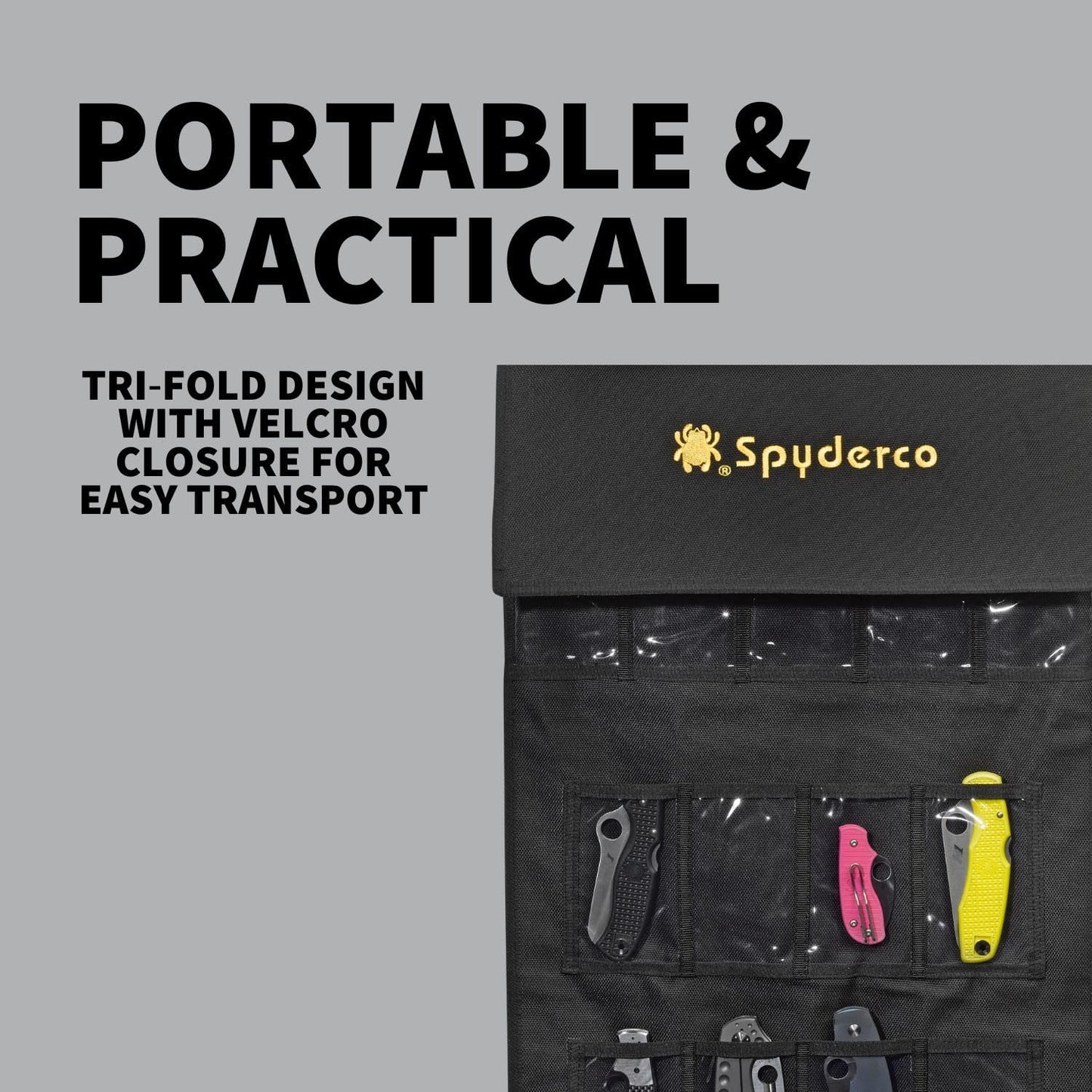 Spyderco SpyderPac - Includes Deep Pockets with Heavy Duty Polyester Design, Clear Plastic Window, Velcro Closures, and Adjustable Shoulder Strap