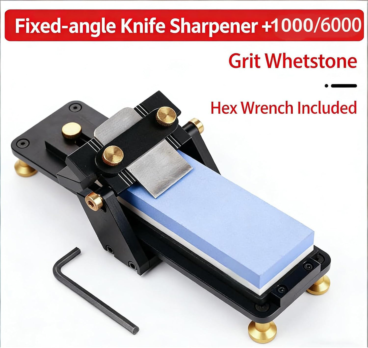 Fixed Angle Whetstone Set – Whetstone Set with Polishing Stone & Grinding Frame | Adjustable Sharpener for Kitchen Knives, Woodworking Chisels & Carving Tools