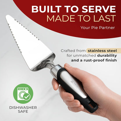 Orblue Pie Server, Essential Kitchen Tool, Serrated on Both Sides, Great for Right or Left Handed Chef, Stainless Steel Flatware , Cake Cutter,White