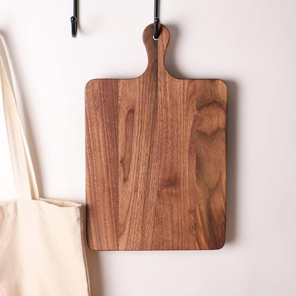 Muso Wood Small Cutting Board with Handle, Walnut Wooden Chopping Boards for Bread, Vegetables & Fruits, Dinner Cheese Board with Hole(15.2x7.3 Inches)