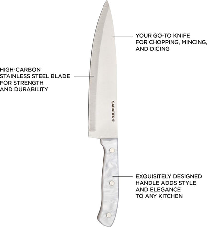 Sabatier Triple Riveted Serrated Utility Knife, 5-Inch, Razor-Sharp Kitchen Knife to Cut Fruit, Vegetables and more, High-Carbon Stainless Steel, Gray
