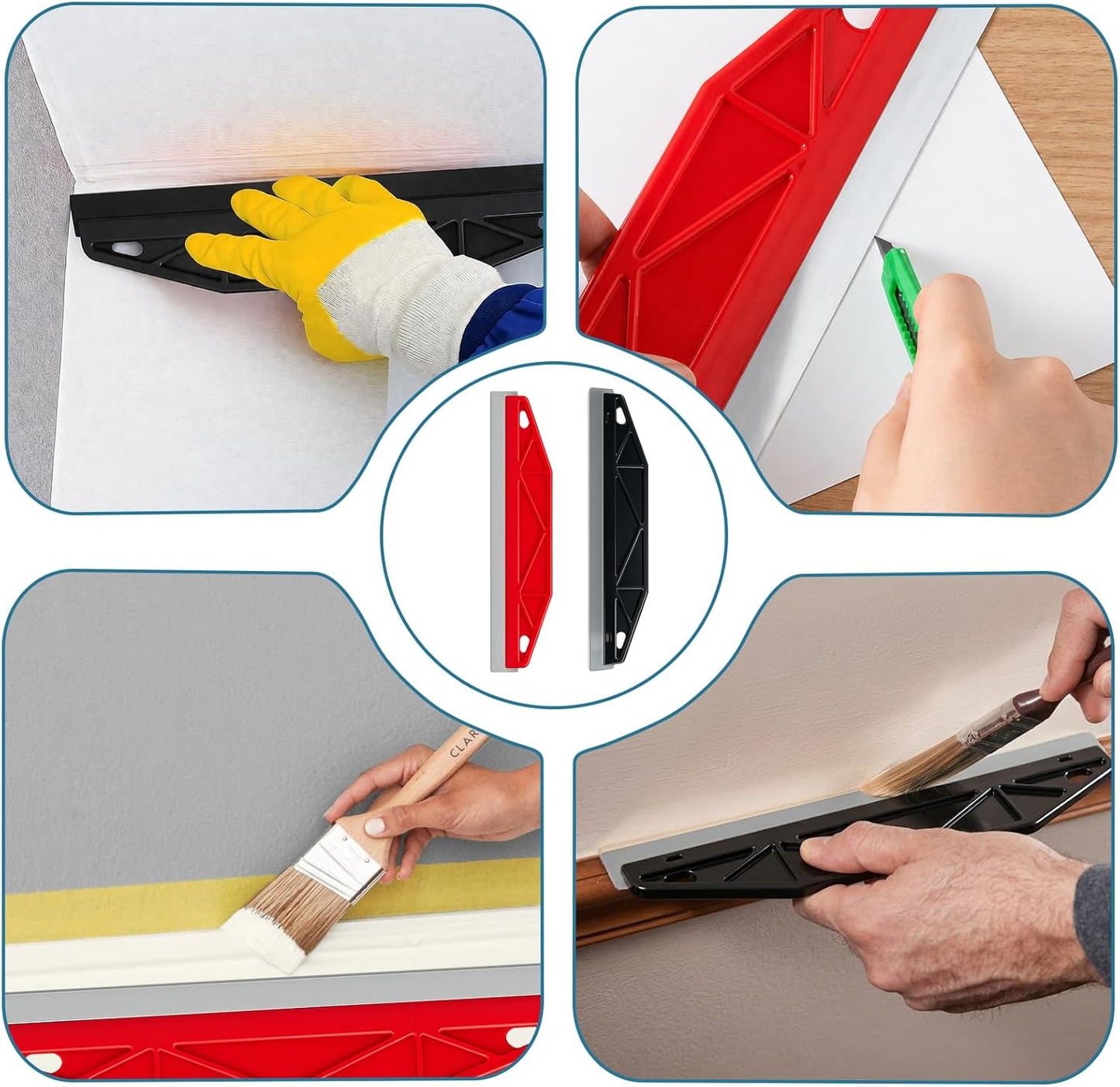 2PCS Paint Guard Shield for Trim – Red & Black Stainless Steel Scraper Knife Set for DIY and Professional Painters – Precision Paint Cutting Edge Tool, High Value
