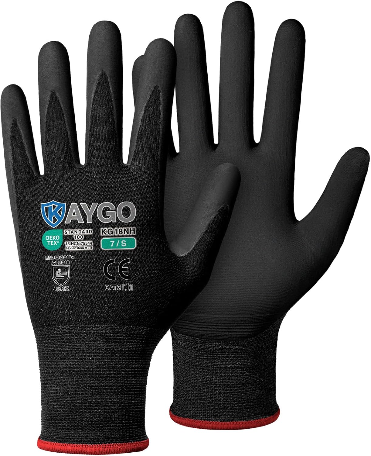KAYGO Safety Work Gloves MicroFoam Nitrile Coated, 3 Pairs KG18NB,Seamless Knit Nylon Glove for Men and Women, Ideal for Automotive,Warehouse,Construction (Small,Gray)