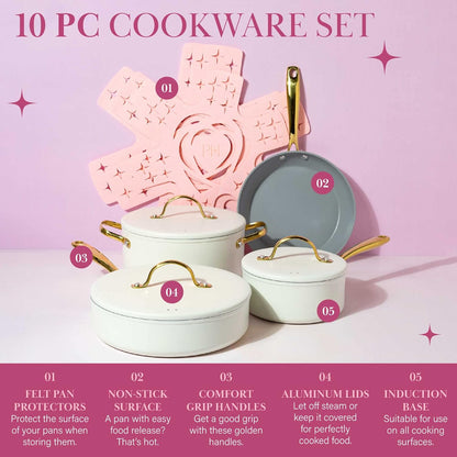 Paris Hilton Bamboo Cutting Board for Kitchen, Reversible Cutting Board and Cutlery Set with High Carbon Stainless Steel Knives and Blade Guards, Comfortable Handle Grips, 7-Piece Set, Gold and Pink