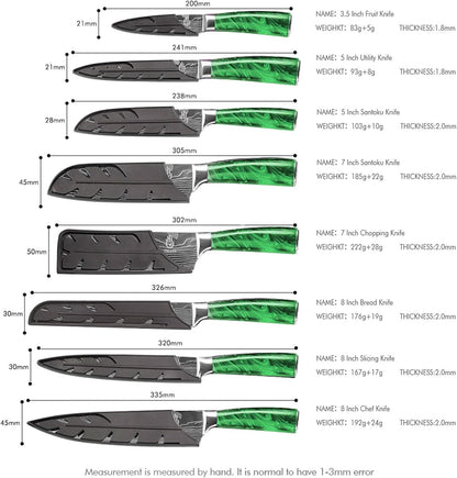 FULLHI Knife Set, 14pcs Japanese Knives Set, Premium German Stainless Steel chef Knife Set