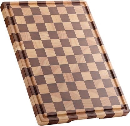 Acacia Wood Cutting Board for Kitchen – Chopping Board with Grooves & Handles, Large Wooden Cutting Board for Meat, Vegetables, Fruits, Cheese and Fruits Ideal Kitchen Gifts